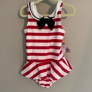 Gymboree Olivia red and white striped sailor bathing suit girls 5 nwt